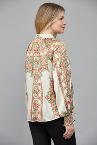 Abstract Floral Button Up