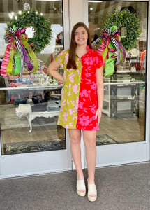 Flower Print Colorblock Dress
