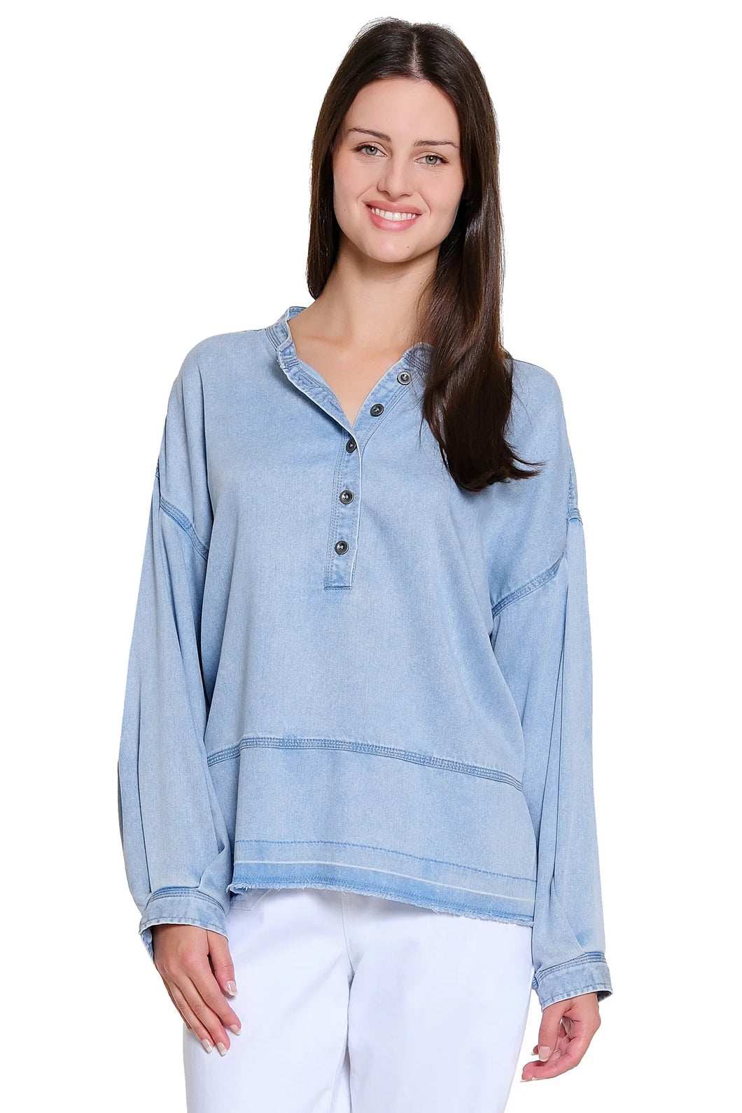 Denim Popover Top