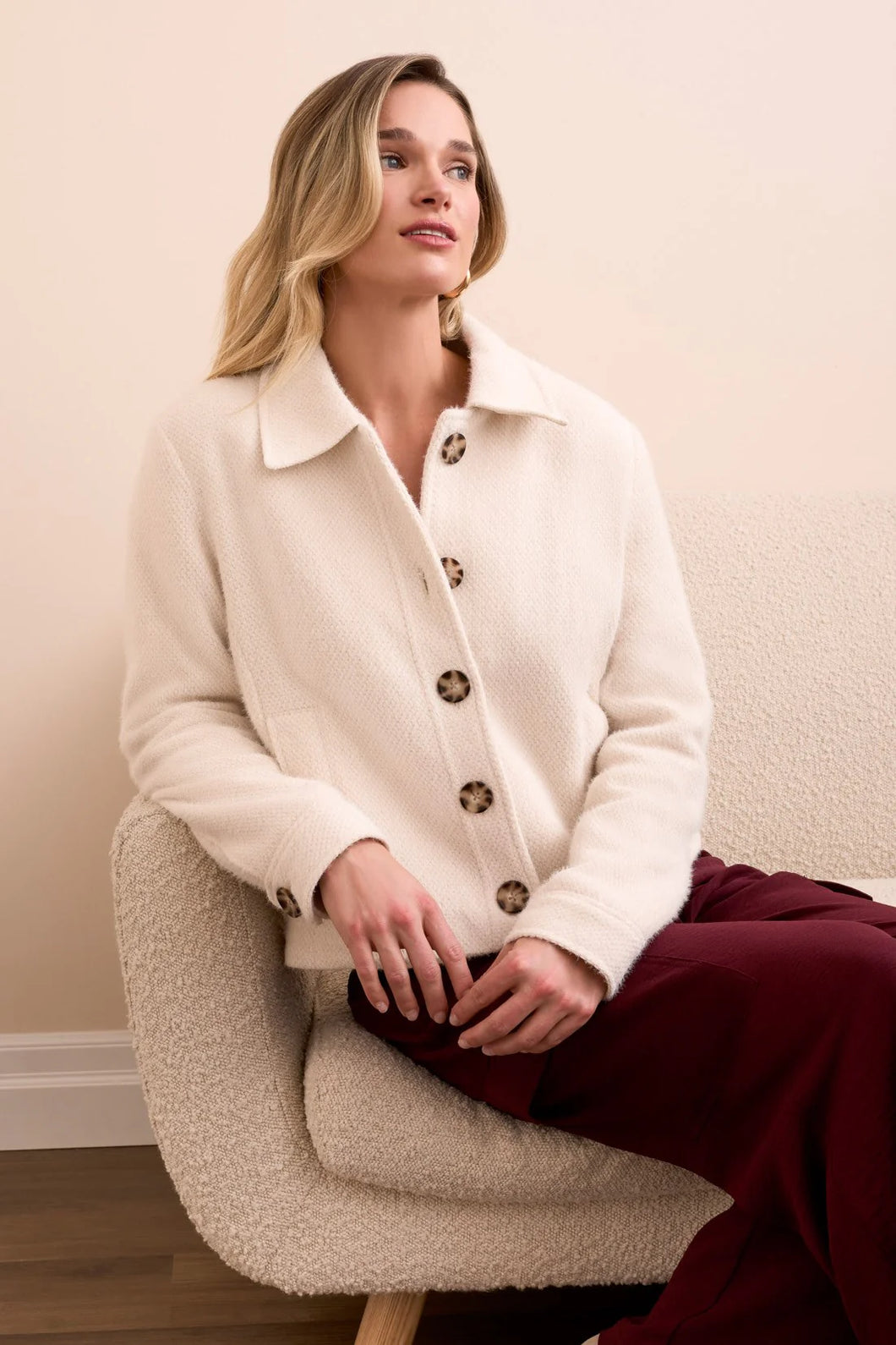 Button Front Boucle Jacket