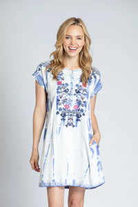 Embroidered Tie-Dye Dress