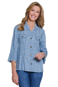Denim Print Peplum Jacket