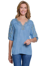 Load image into Gallery viewer, Denim Raglan Sleeve Top
